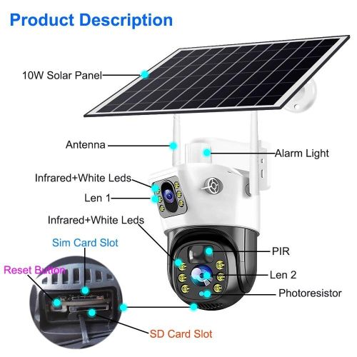 Caméra solaire 4G Sim 8MP 4K