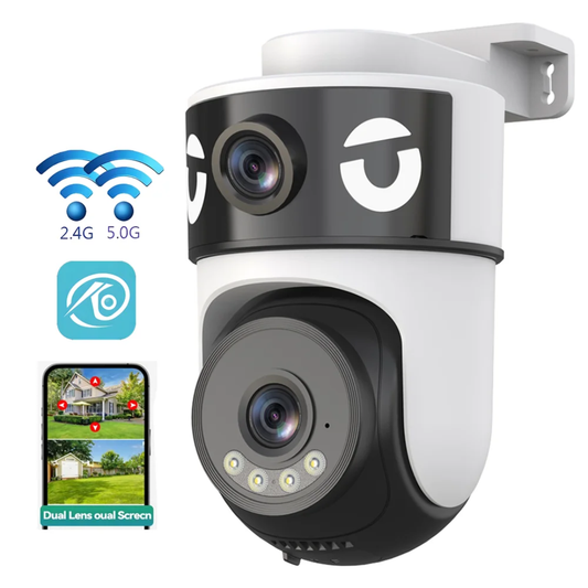 Caméra de Surveillance WiFi PTZ 10MP 4K – Double Objectif, Vision Nocturne & Contrôle à Distance